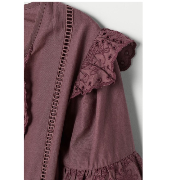 H&M Dark Plum Dress with Eyelet Embroidery - Picture 3 of 4